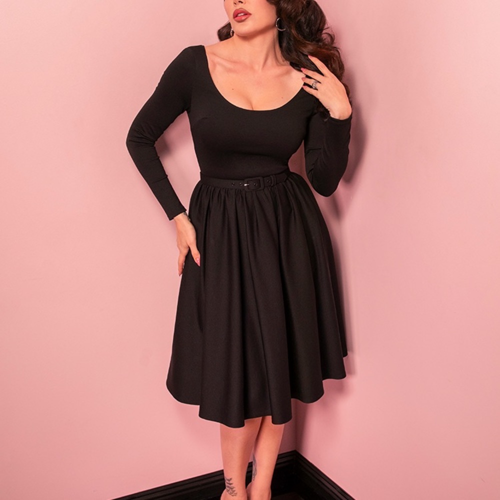 Vixen by Micheline Pitt Blue Polka Dot Swing Dress - Picture 16 of 16